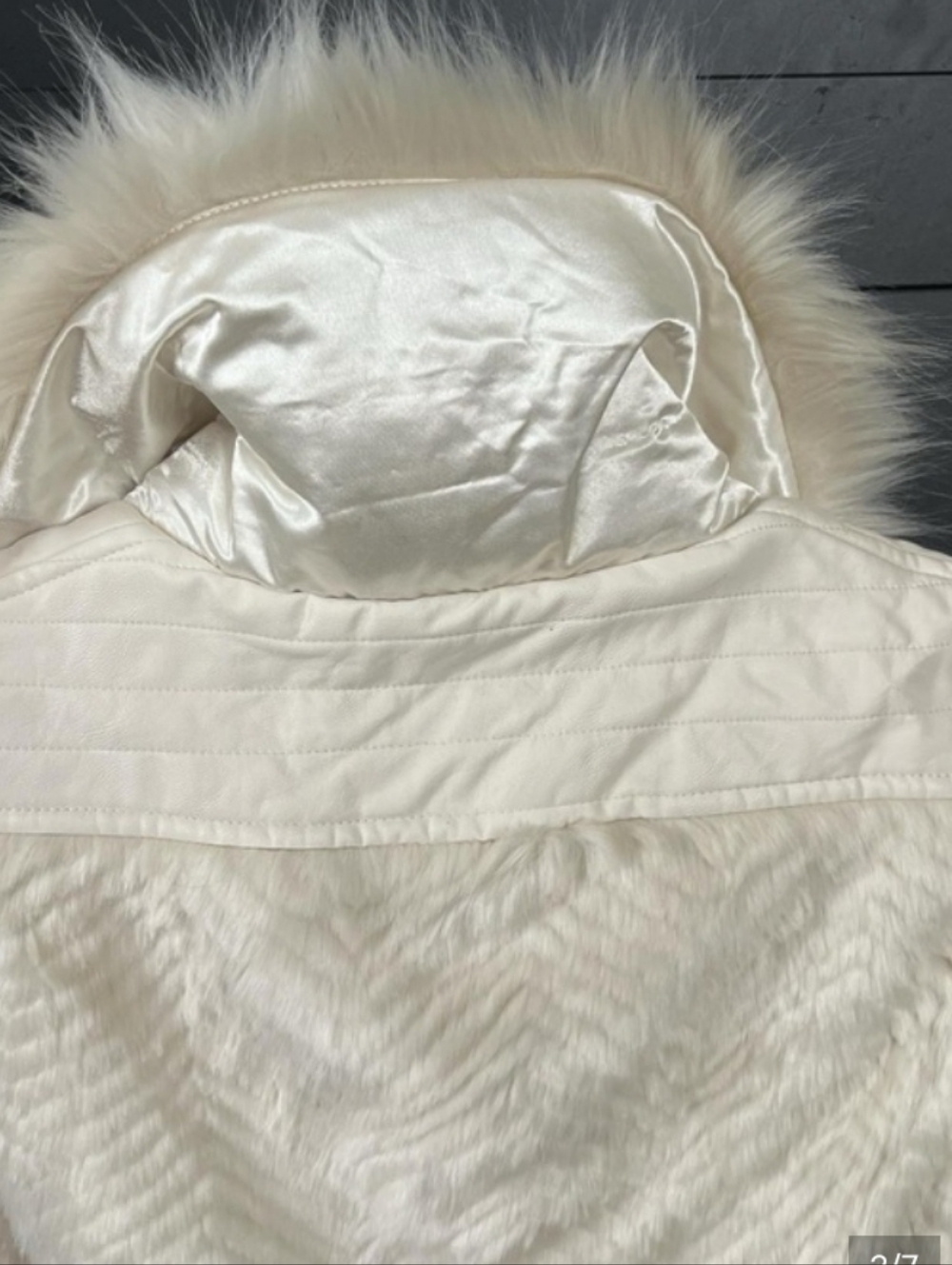 GUESS Women's Cream Faux Fur Vest with Quilted Hem - Picture 3 of 5